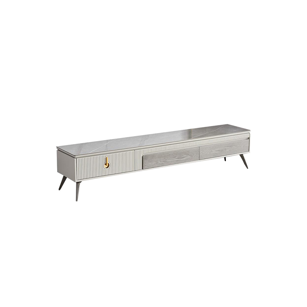 Elegant Modern TV Stand With Slate Top And Gold Handle