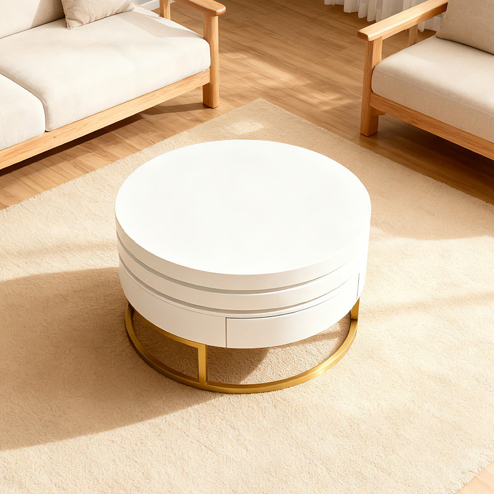 Otating Fire Wheel Coffee Table with Storage Drawers