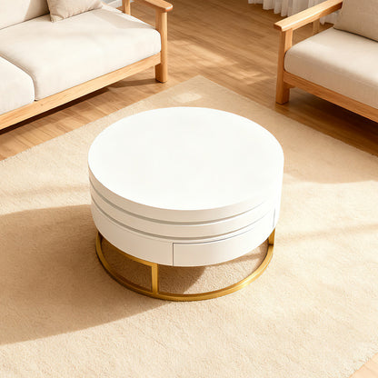 Otating Fire Wheel Coffee Table with Storage Drawers