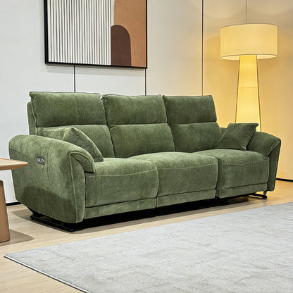 Green Fabric Electric Recliner Sofa