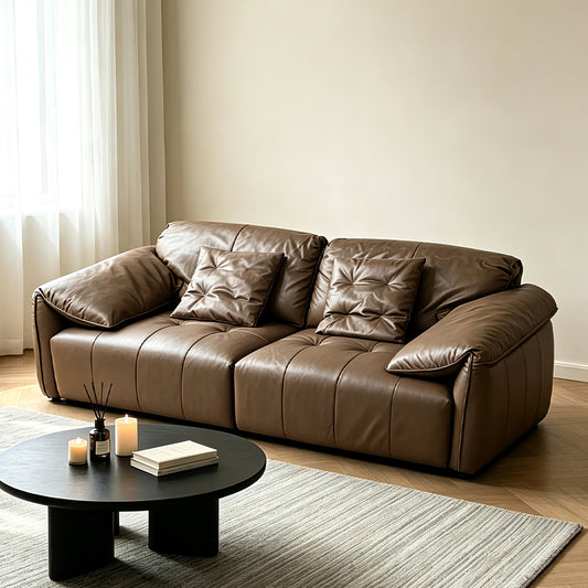 Retro-style Leather Elephant Ear Sofa