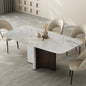 White And Dark Toned Base Natural Marble Top Dining Table/1.6M/1.8M