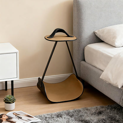 Unique Curved Saddle Leather Cabinet