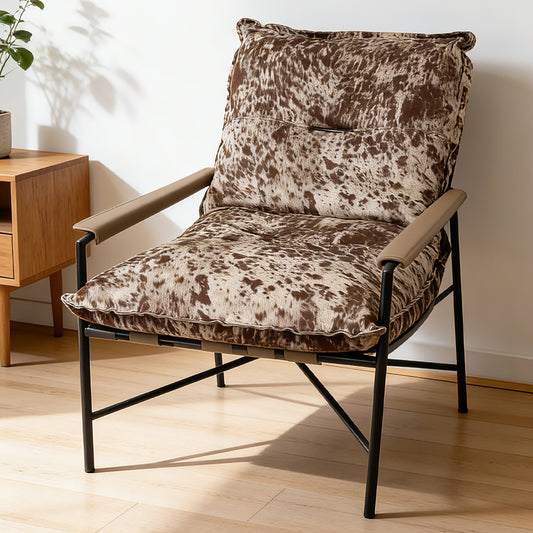 Bohemian Style Saddle Leather Chair with Metal Frame