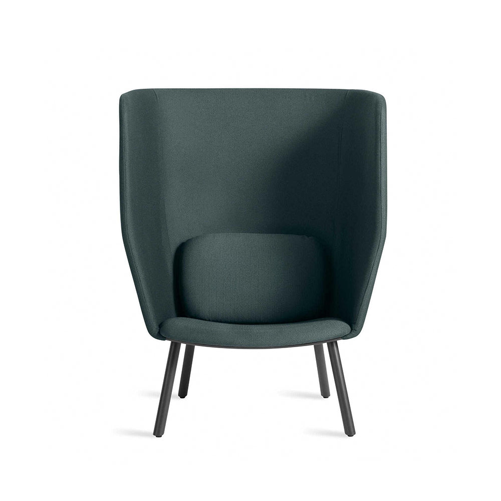 Elegant Dark Green High Back Armchair with Black Legs