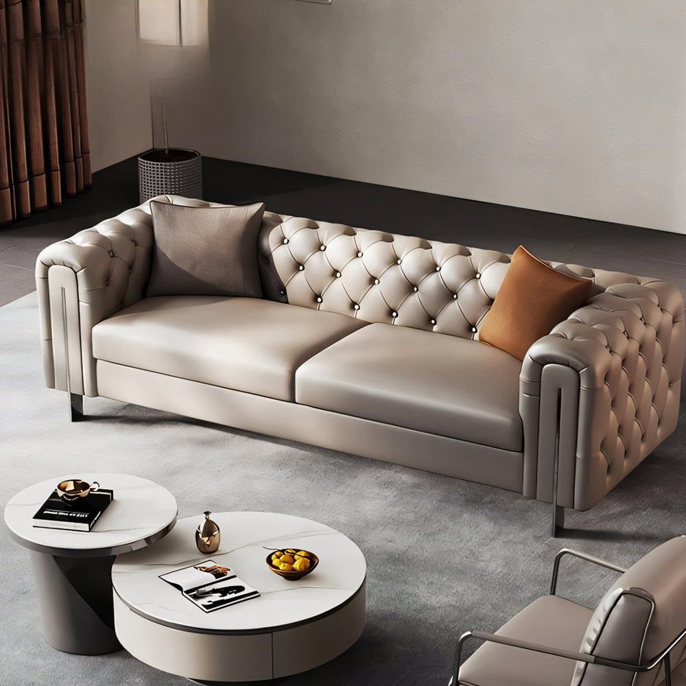 Exquisite Moon Surface Style Leather Sofa/2.4M