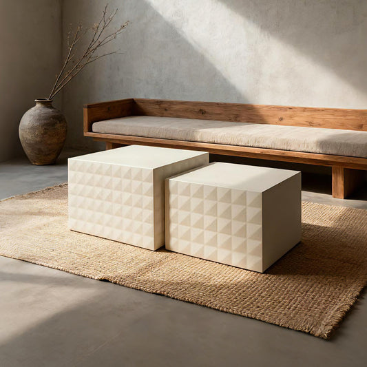 Multi-layer Solid Wood Geometric Patterned Coffee Table