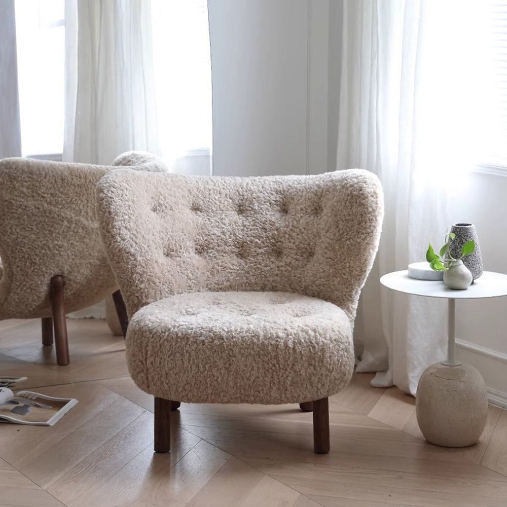 Creamy White Lamb Fur Lounge Chair