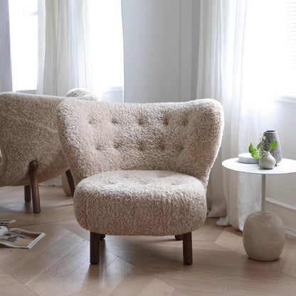 Creamy White Lamb Fur Lounge Chair