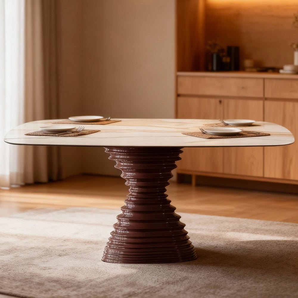 Modern Simplicity Luxury Stone Rectangle Dining Table with Fiberglass Base