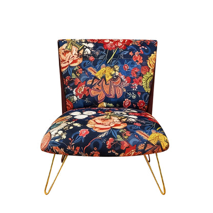 Floral Patterned Accent Chair with Gold Hairpin Legs