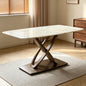 Rectangular Marble Dining Table with Cross Metal Base