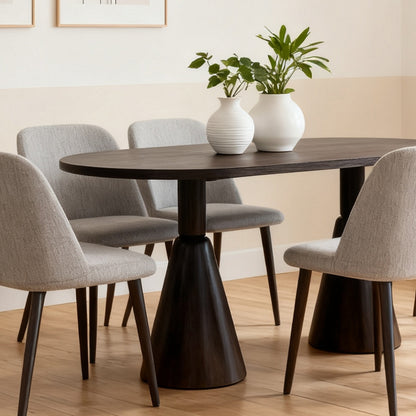 Sleek Black Oval Dining Table/1.6M