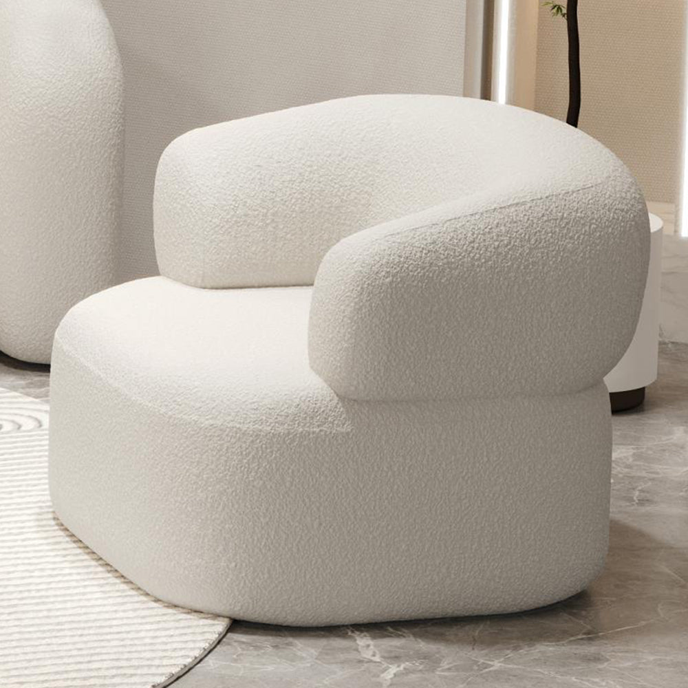 Creamy Teddy Velvet Armchair