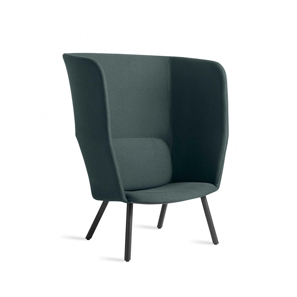 Elegant Dark Green High Back Armchair with Black Legs
