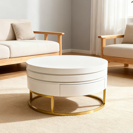 Otating Fire Wheel Coffee Table with Storage Drawers