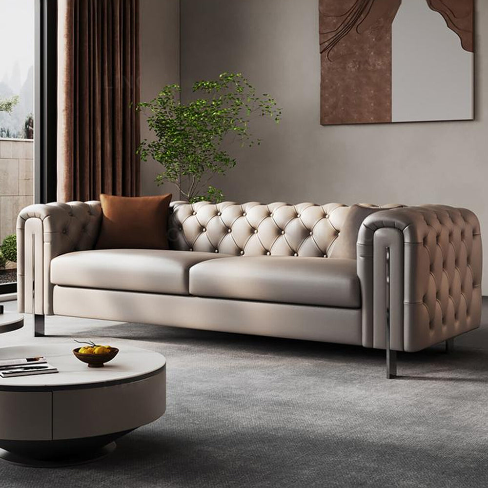 Exquisite Moon Surface Style Leather Sofa/2.4M