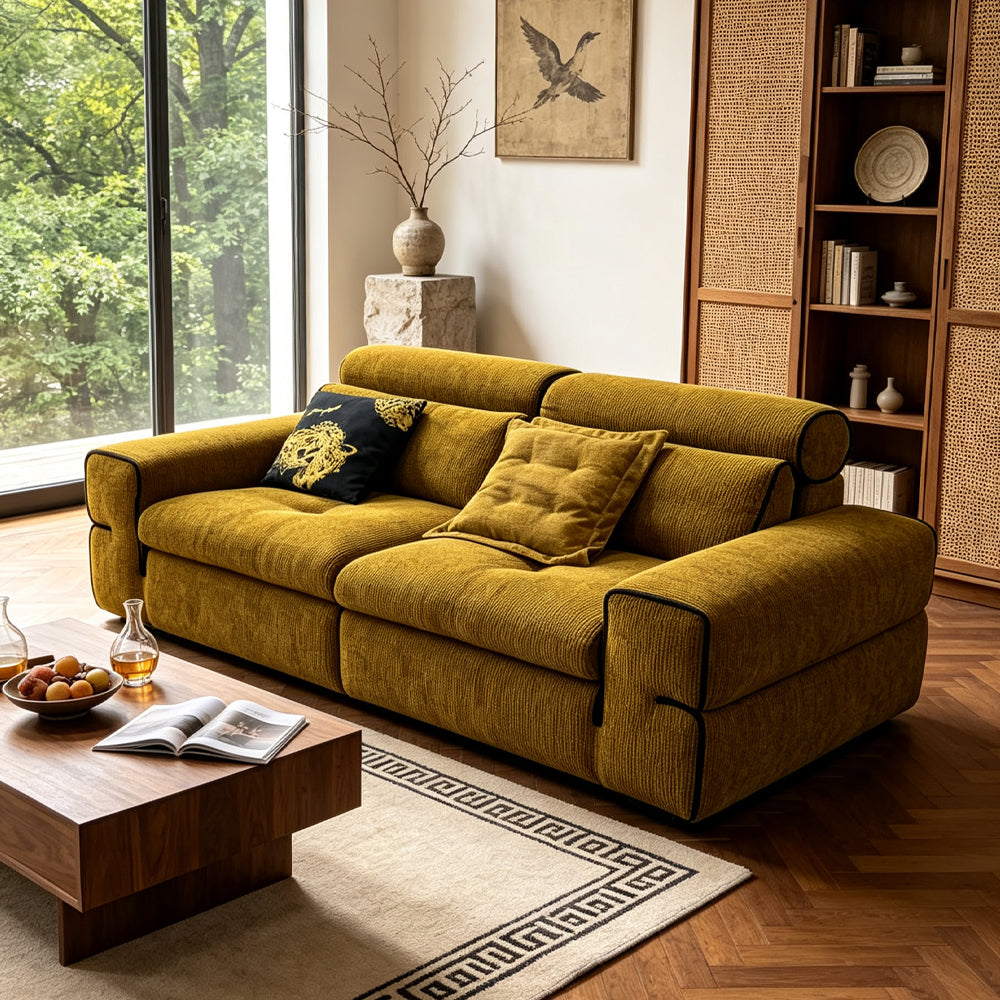 Modern Mustard Yellow Chenille Sofa