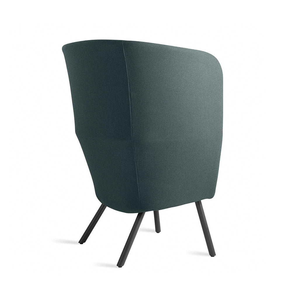Elegant Dark Green High Back Armchair with Black Legs