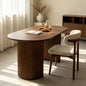 Oval Dark Wood Fluted Pedestal Dining Table