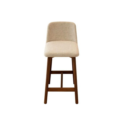 Linen Fabric Solid Wood Leg Bar Stool