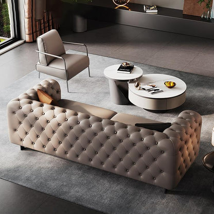 Exquisite Moon Surface Style Leather Sofa/2.4M