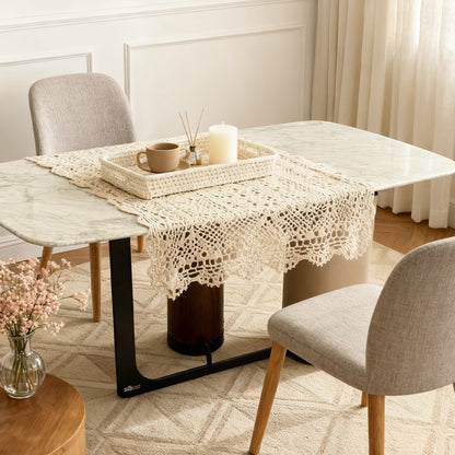 Natural Marble Top Cylindrical Legs Dining Table