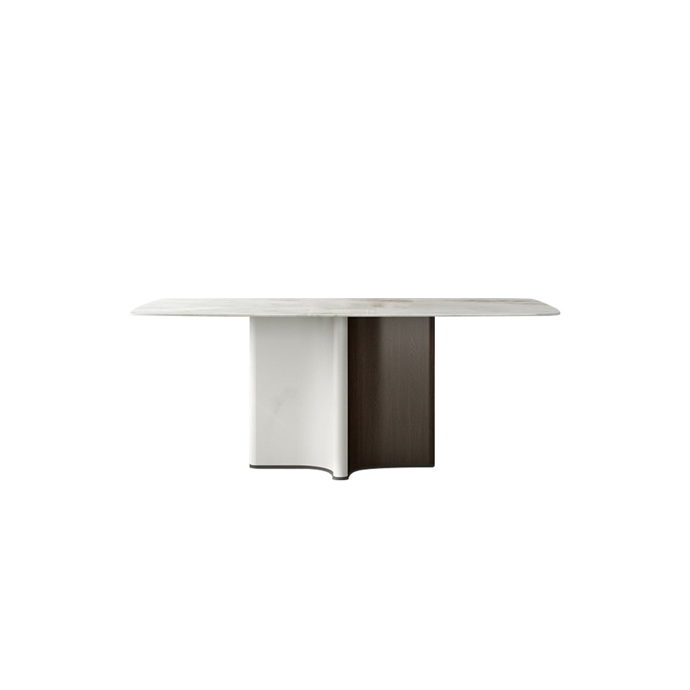 White And Dark Toned Base Natural Marble Top Dining Table/1.6M/1.8M