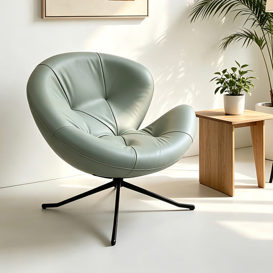 Mint Green Leather Swivel Armchair