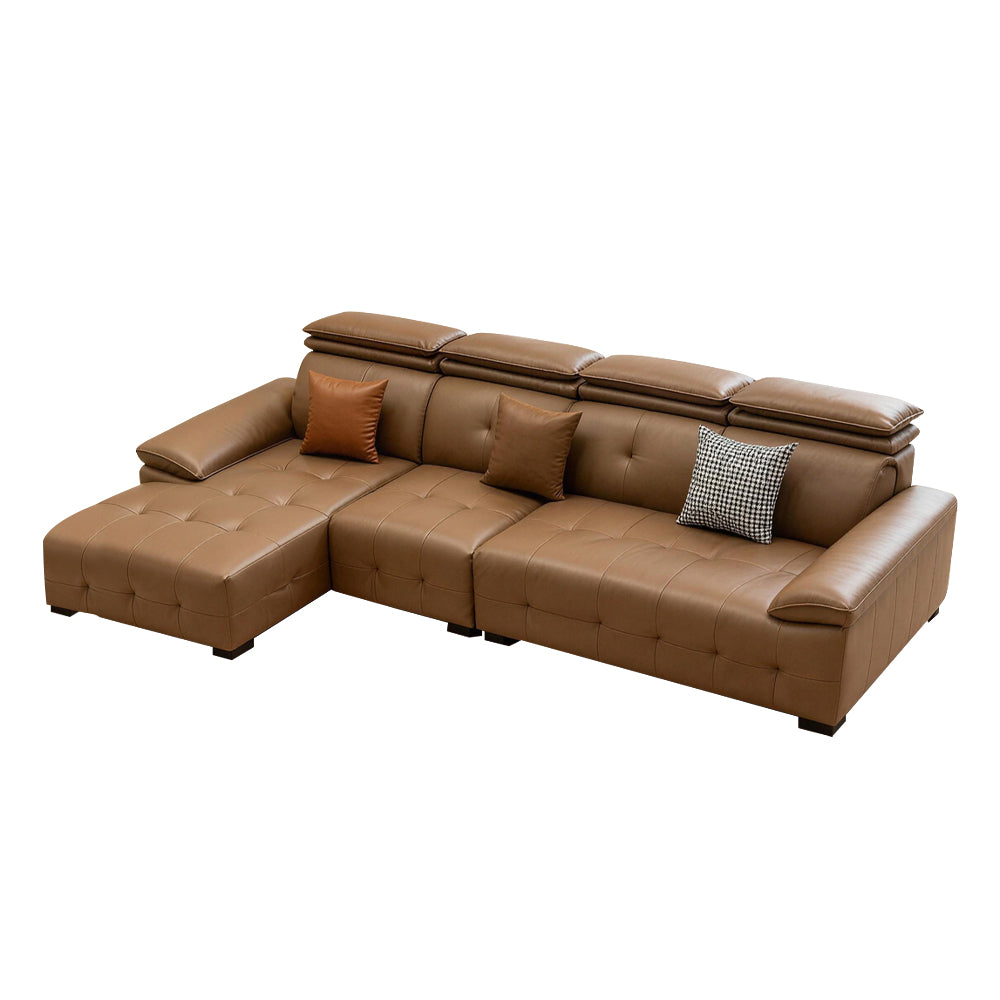 Italian Minimalist Laurence Leather Reclining Corner Sofa