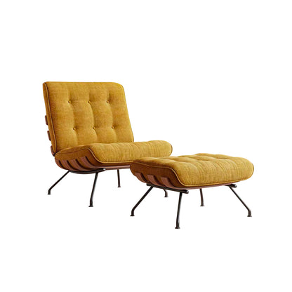 Stylish Yellow Tufted Lounge Chair with Ottoman