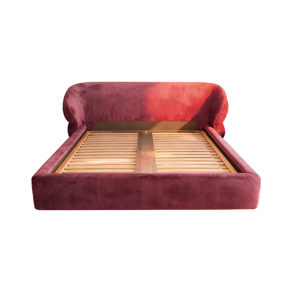 Chenille Velvet Curved Headboard Bed Frame