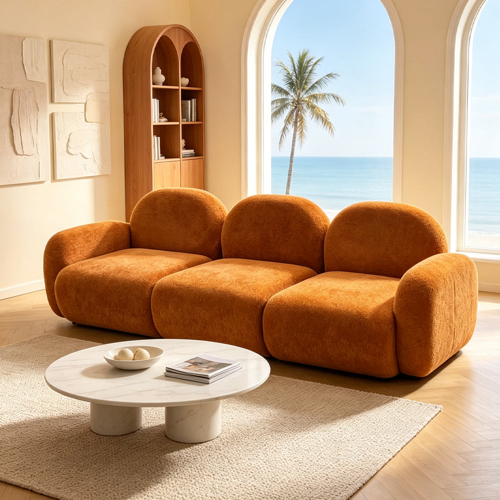 Orange Velvet Fabric Sofa