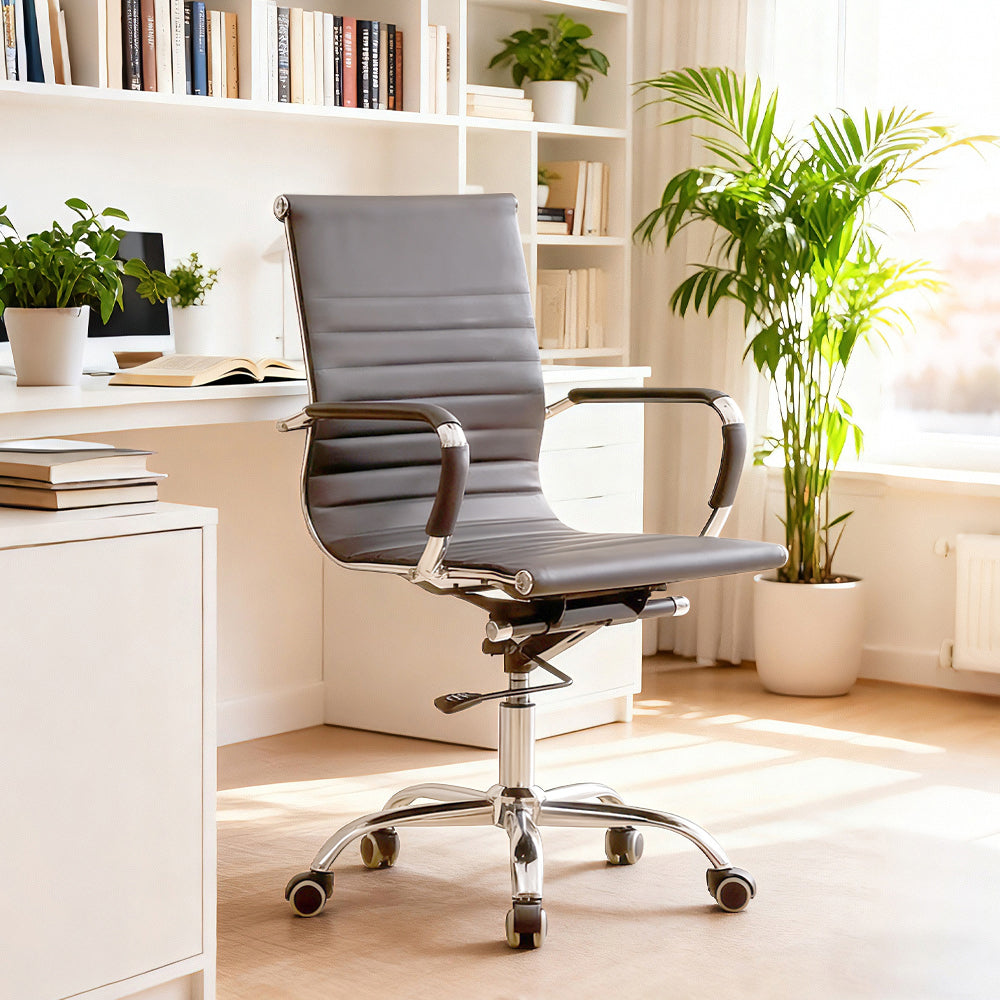 Ergonomic Black Leather Study Chair