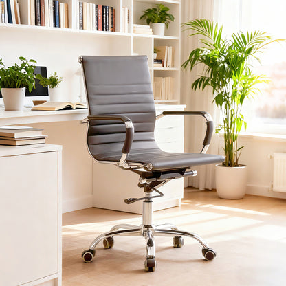 Ergonomic Black Leather Study Chair