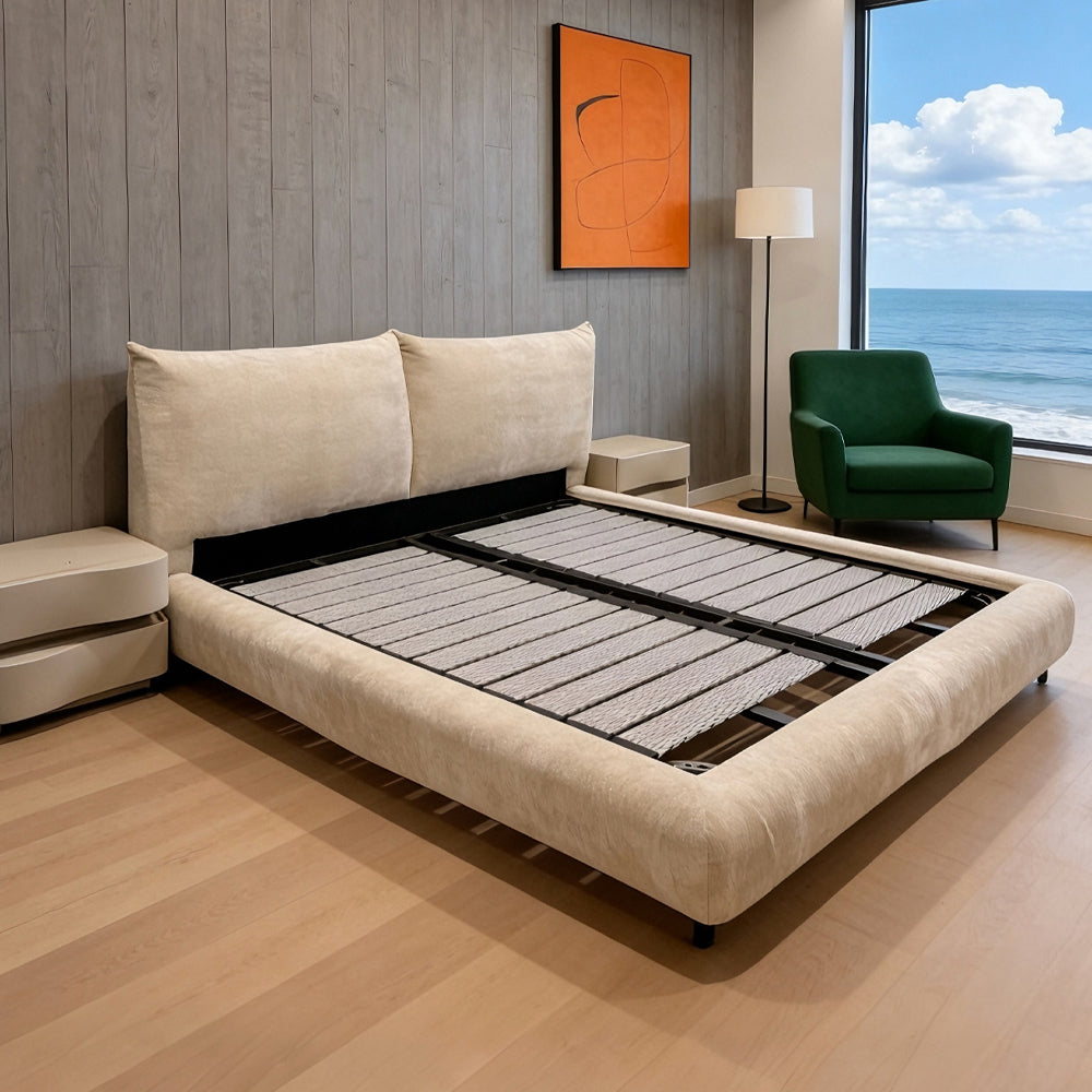 Dual Armrest Cushions Petal Shaped Bed Frame