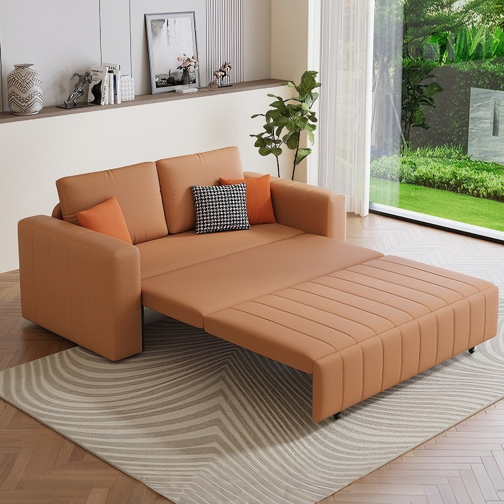 Brown Technology Leather Sofa Bed