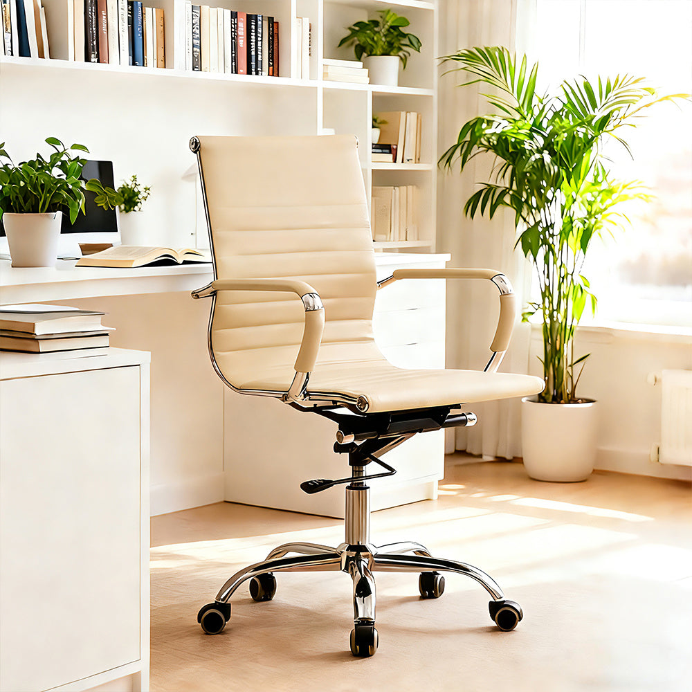 Ergonomic Black Leather Study Chair